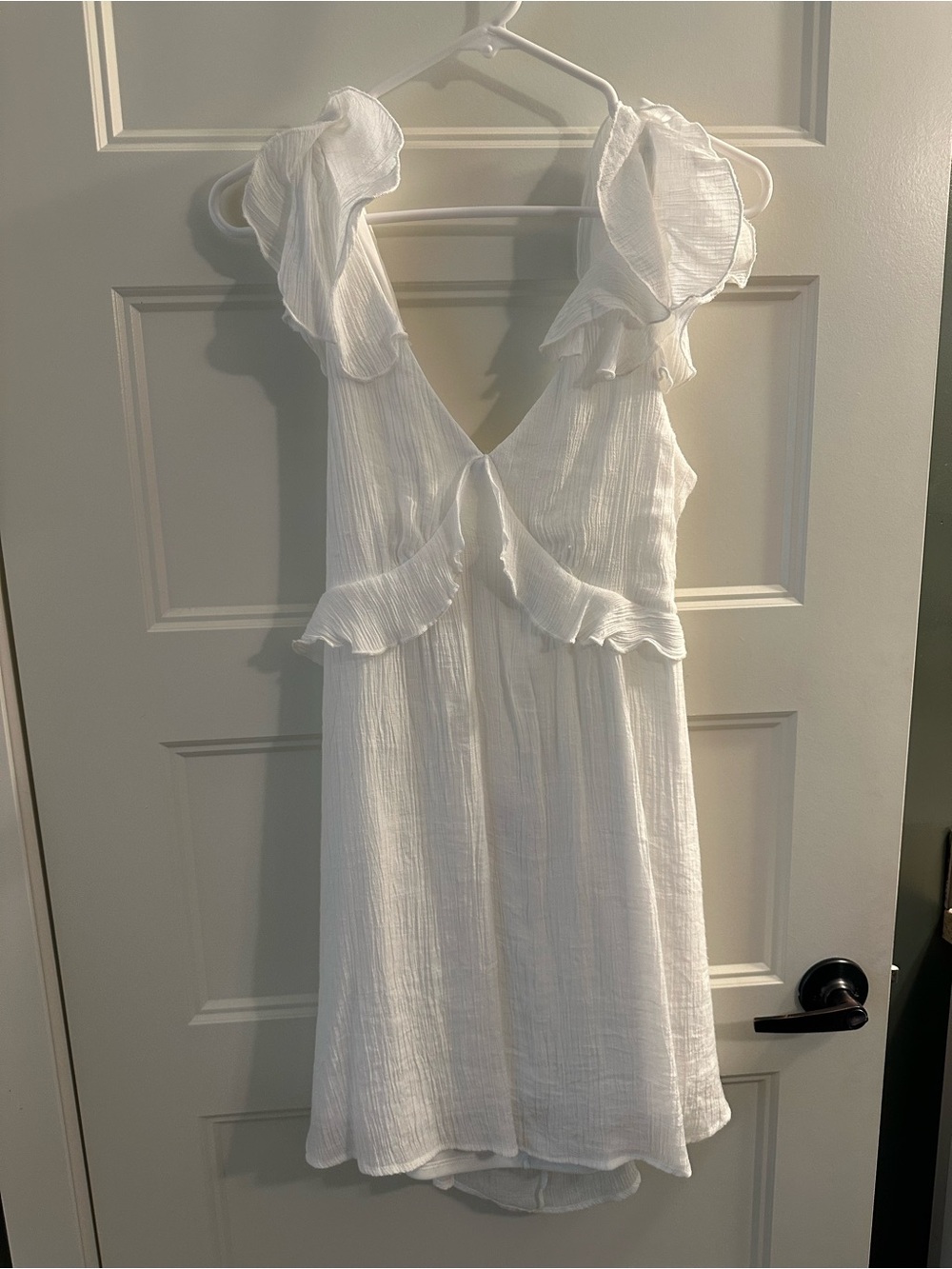 White Ruffled V-Neck Sundress